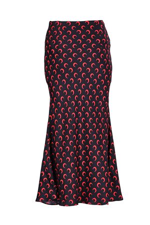 Black viscose Moon print all over red skirt MARINE SERRE | WSK070ACWOV0040BK97